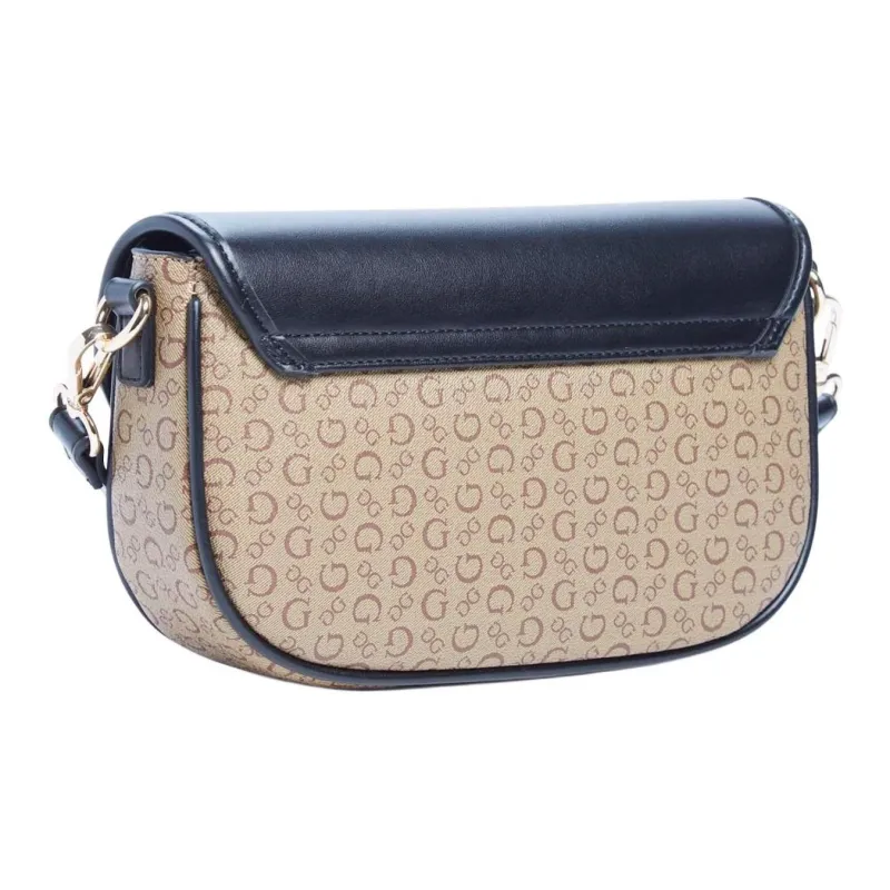 GUESS Canvas Shoulder Bag Crossbody Bag Mini Women's Black Mocha Mix-1