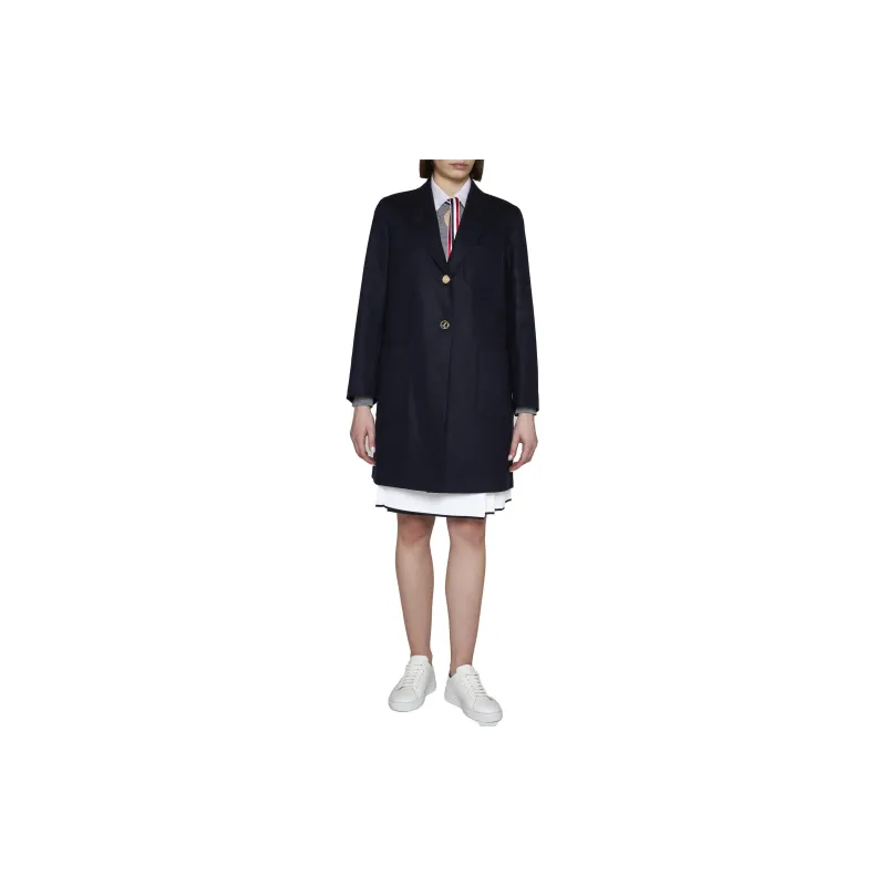 THOM BROWNE Engineered Single breasted Side stripe Coat-1