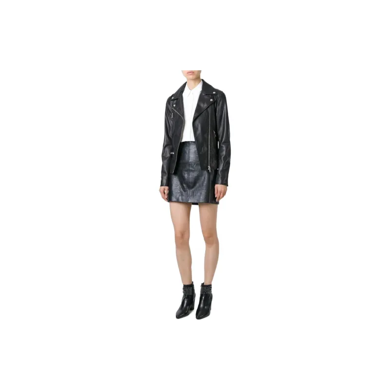 DIESEL Leather Jackets Women's Black-3