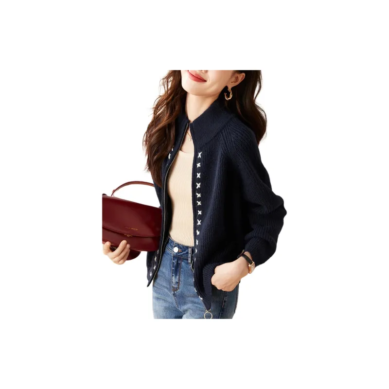 Mo Han Yi Mei Knitwear Women's Navy Blue & White-1