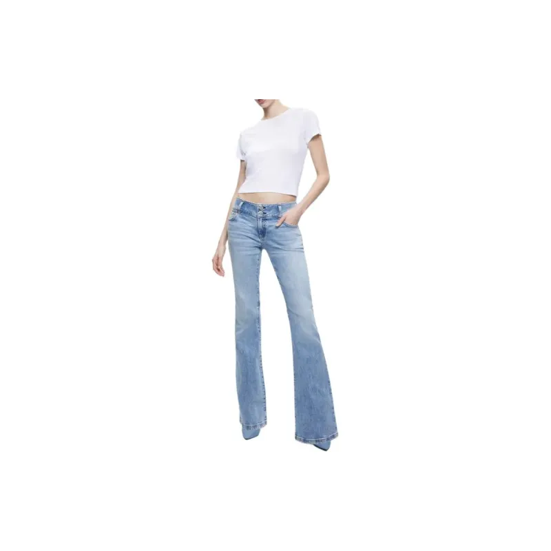 ALICE+OLIVIA Stacey Low Rise Bell Bottom Jean Jeans Women's Blue-2