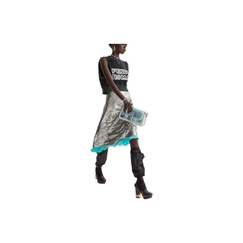 FENDI By Marc Jacobs Jersey Sleeveless Cropped Sweatshirt Black-2
