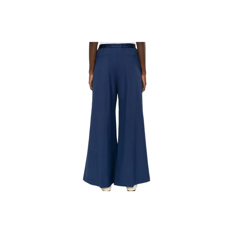 MARNI Logo Waist Pleated Pants-2