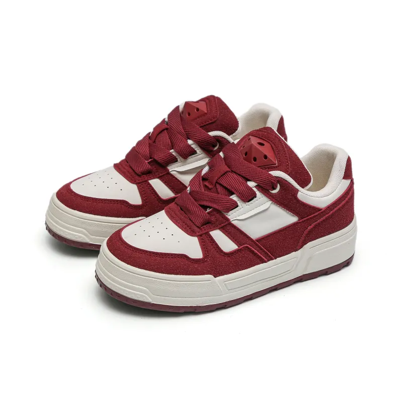 TUOPIN Anti Slip Wear Resistant Low Top Skateboard Shoes Women's Ancora Red-1