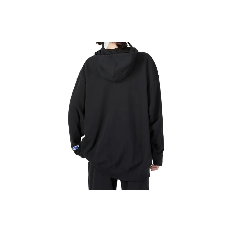 Nike Sportswear Logo Print Hooded Pullover Sweatshirt Black-5