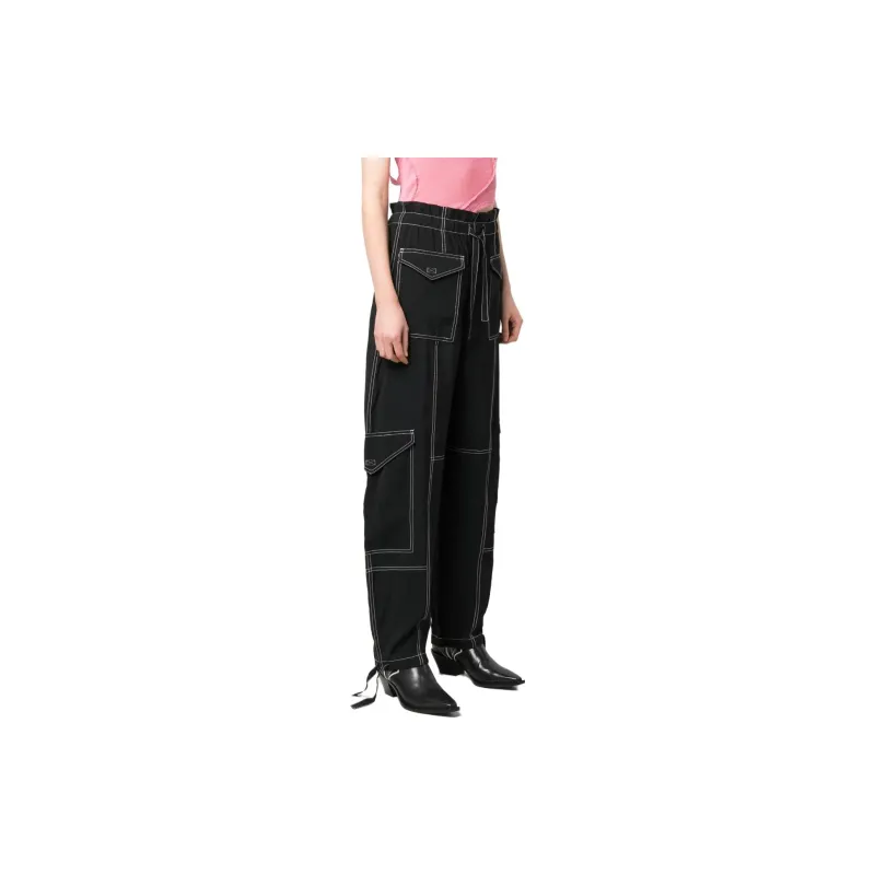 GANNI Topstitch Drawstring Hem Cargo Pants-3