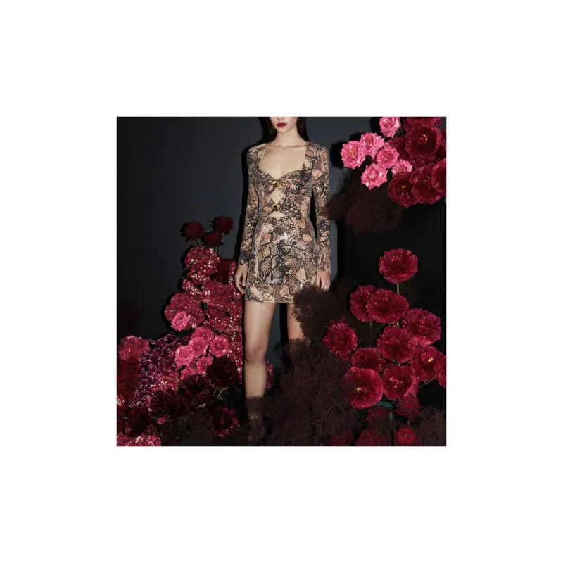 Rebecca Vallance Bellis Snakeskin print Mini Dress-1