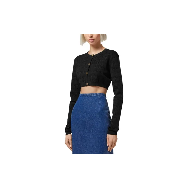 VERSACE Button Up Cropped Knitted Cardigan-2