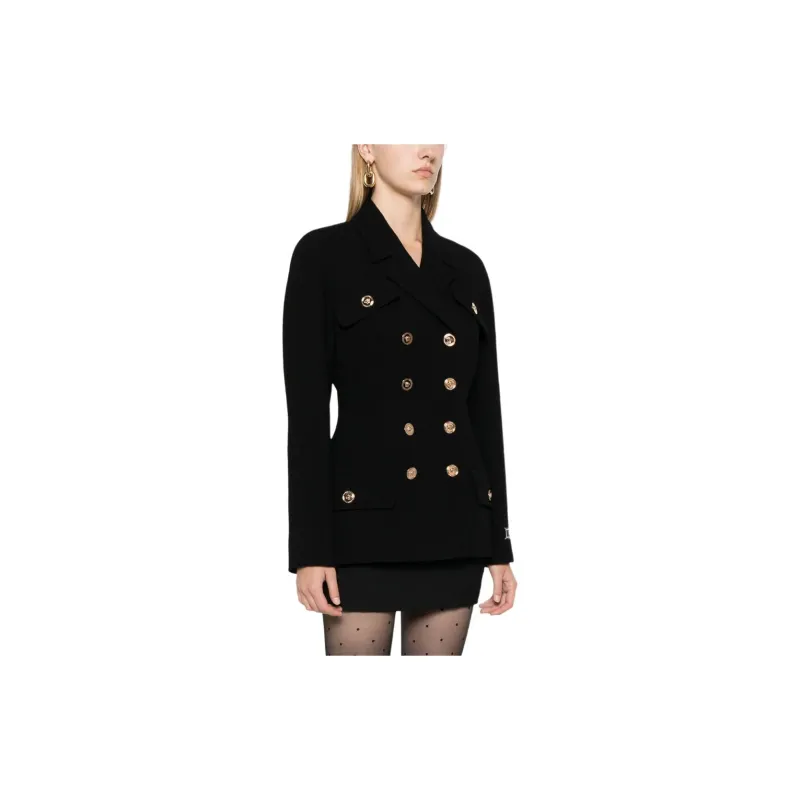 VERSACE Crepe Double Breasted Blazer-4