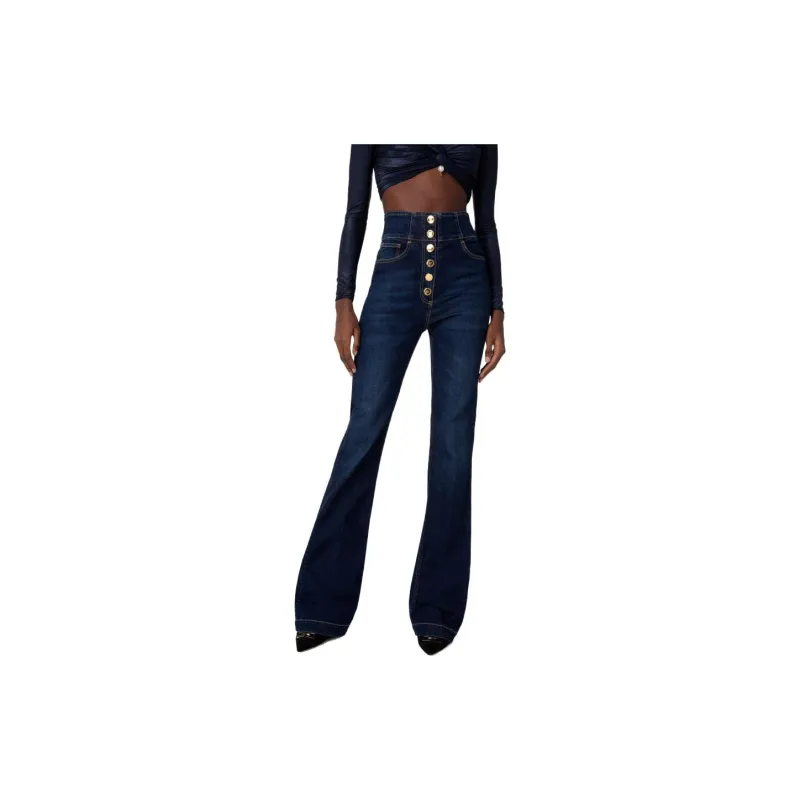 Elisabetta Franchi Press stud Placket Bell bottom Jeans-2