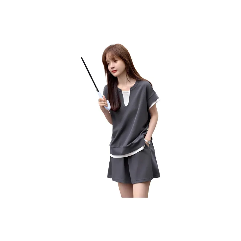 Mo Han Yi Mei Casual Suit Women's Gray & White-1