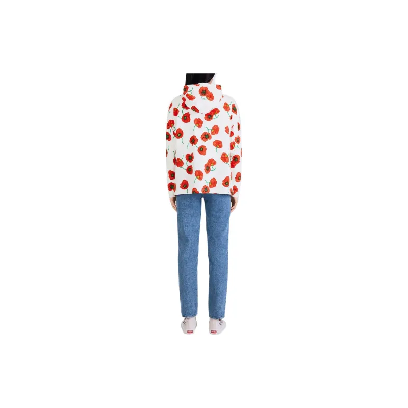 KENZO Poppy Flower Series Sweatshirts Women's White-3
