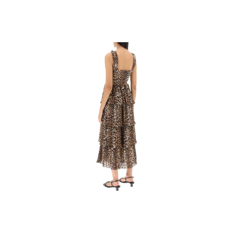 GANNI Leopard print Layered Midi Dress-2