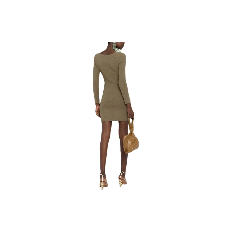 NANUSHKA Leah Square-Neck Slim-Cut Knitted Dress-4