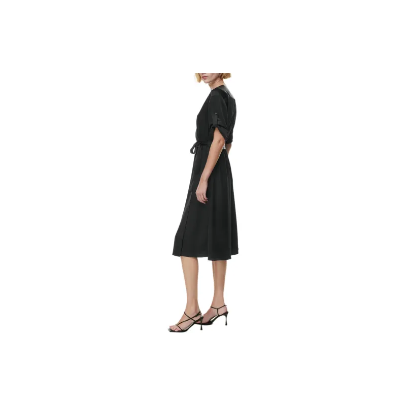 ARITZIA Babaton Armoire Satin Dress Short-Sleeved Dresses Women's Black-4