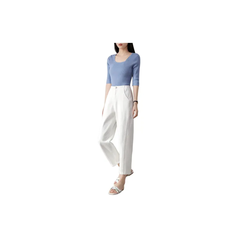 Mo Han Yi Mei SS24 Jeans Women's White-2