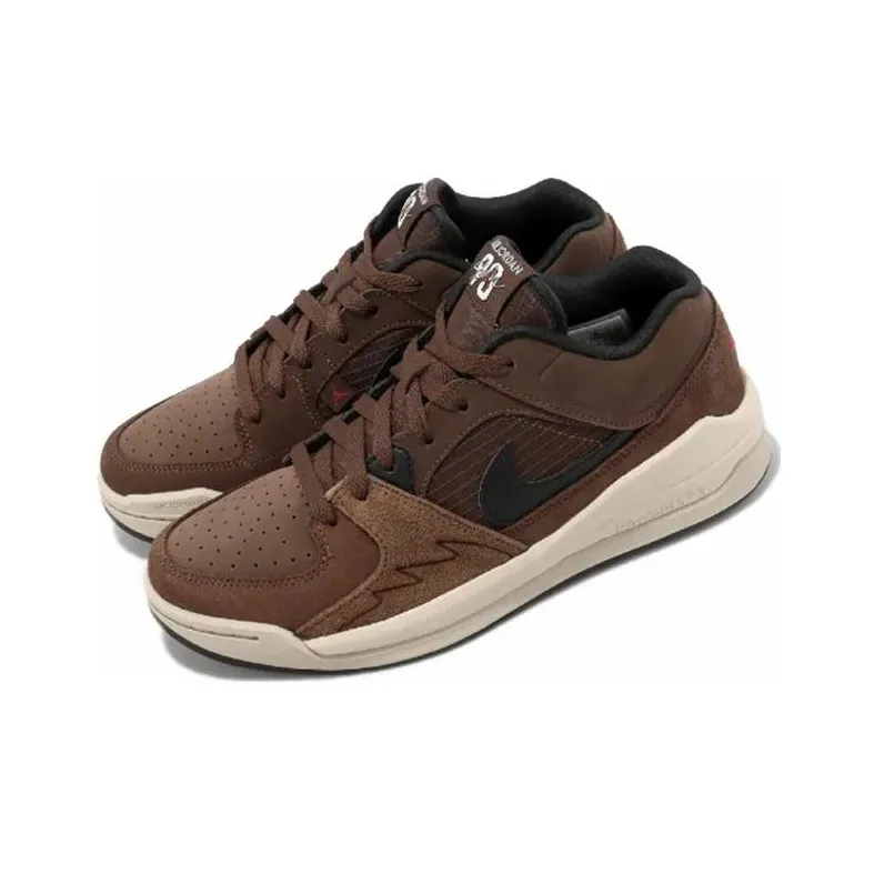 Jordan Stadium 90 Anti Slip Wear Resistant Low Top Children's Basketball Shoes Brown Unisex-2