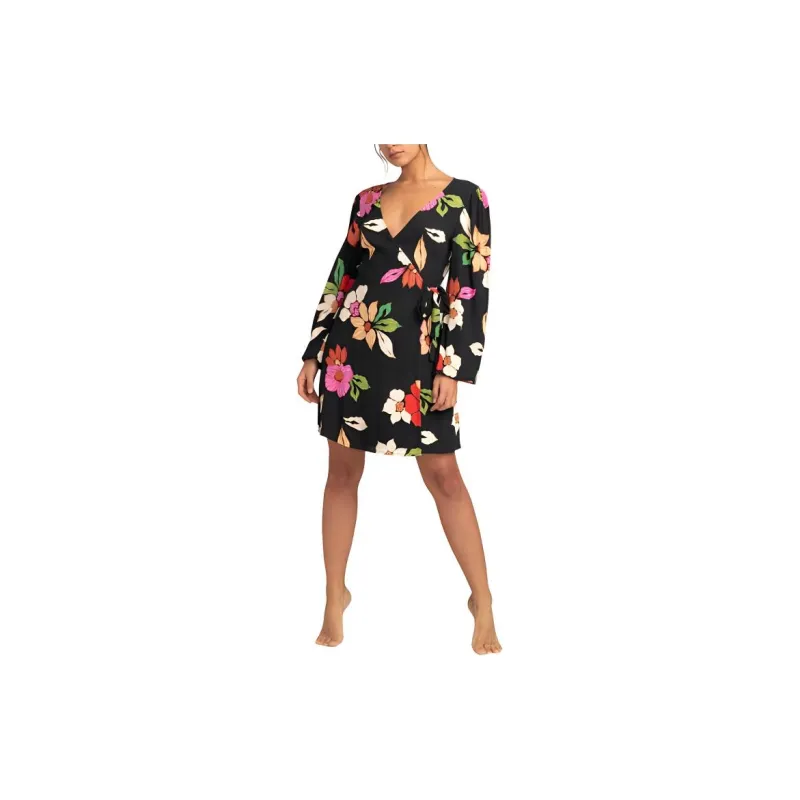 BILLABONG Hot Romance Mini Dress Long Sleeved Dress Women's Black-1