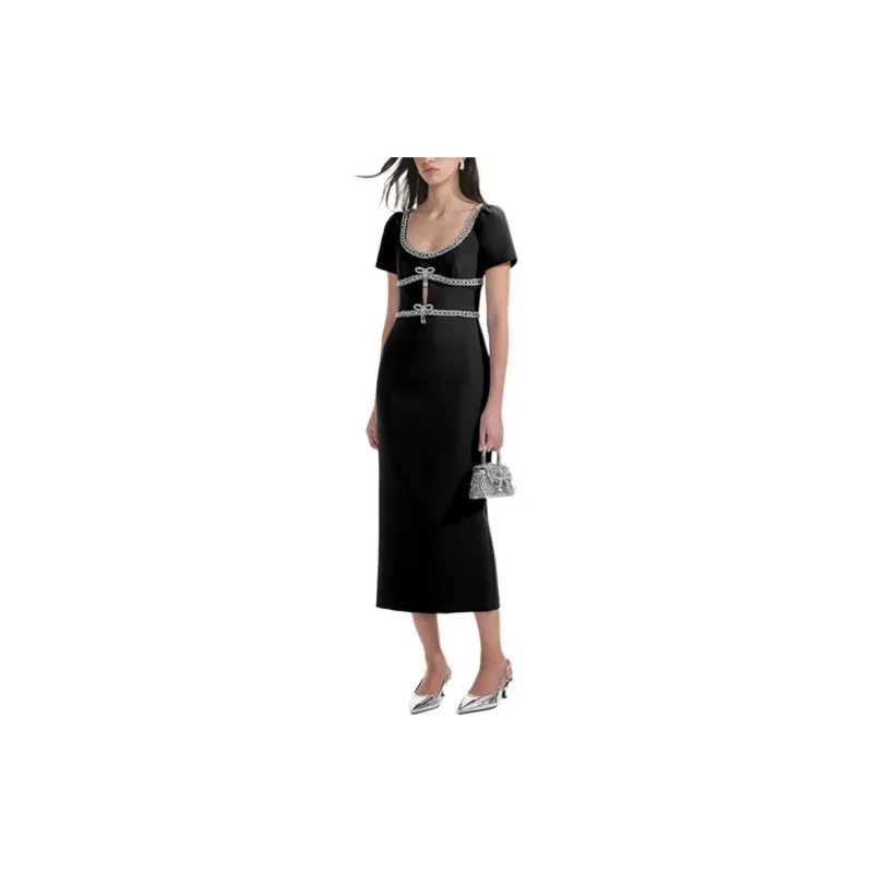 Self portrait Short Sleeved Dresses Women's Classic Black-1