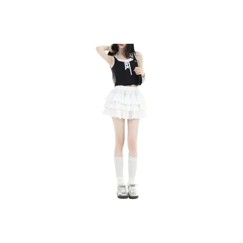 ZNZX Casual Short Skirts Women's White-1