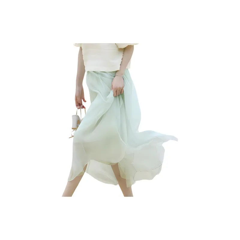 Mt Casual Long Skirts Women's Light Aqua Green-2