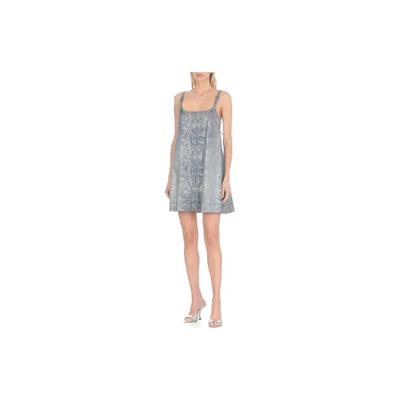 VERSACE JEANS COUTURE Lamé Shift Sleeveless Denim Dress-3