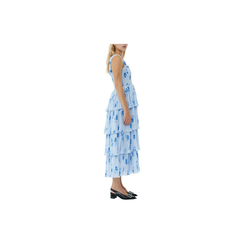 GANNI Floral Printed Pleated Dress-3