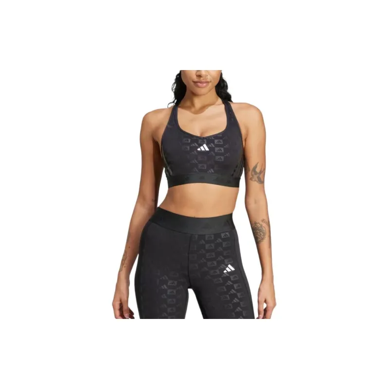 Adidas Free Shipping With AdiClub Powerreact Training Medium-Support Hyperglam Emboss Bra-2