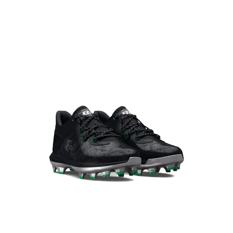 Under Armour Harper 8 TPU Jr Slip Resistant Shock Absorbers Mid Top Soccer Shoes Black Green Kids'-2