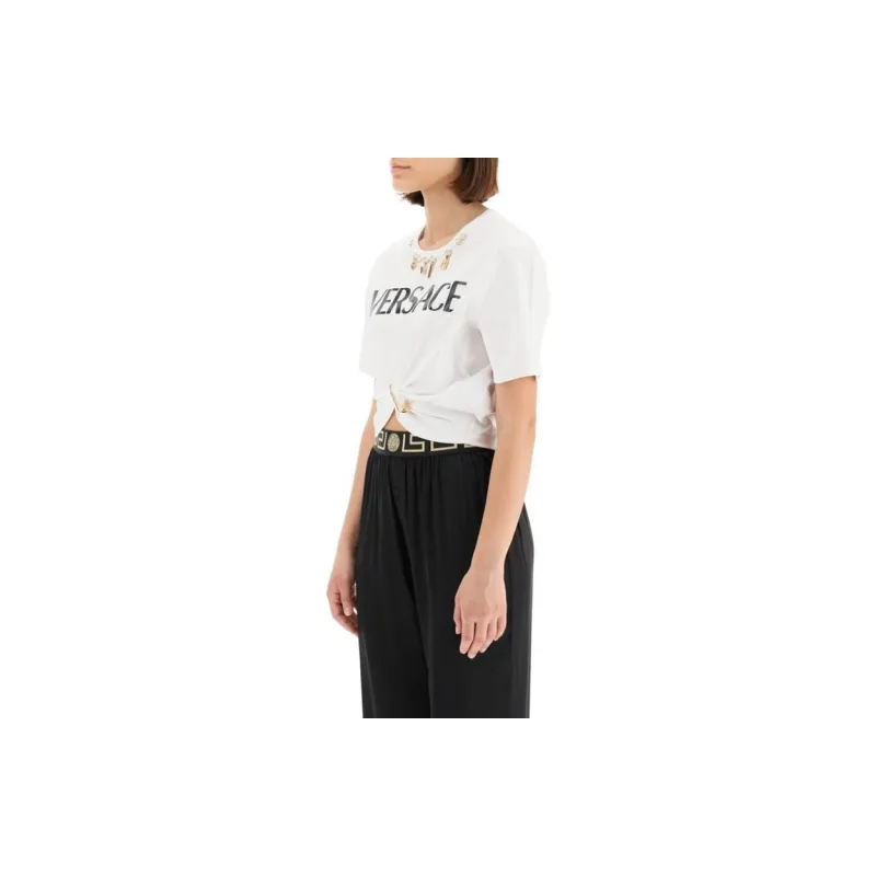 VERSACE Monogram Smiley Print T Shirt 'White/Multicolor'-4