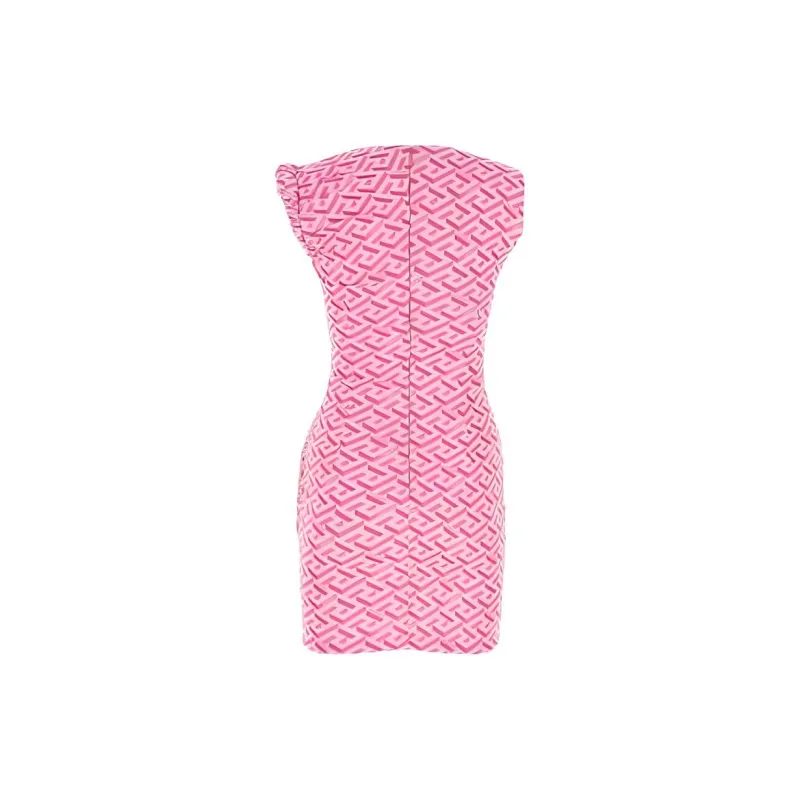 VERSACE La Greca Pattern Sleeveless Mini Dress-1