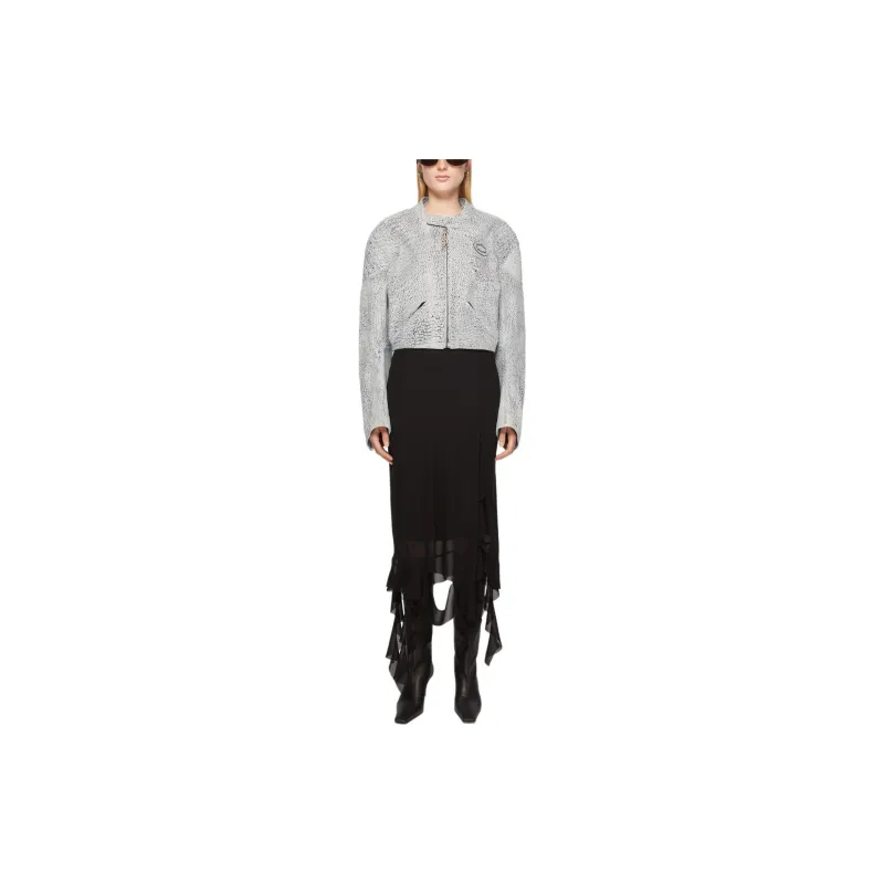 Acne Studios Leather Jacket Jackets Coats Women's Silver-1