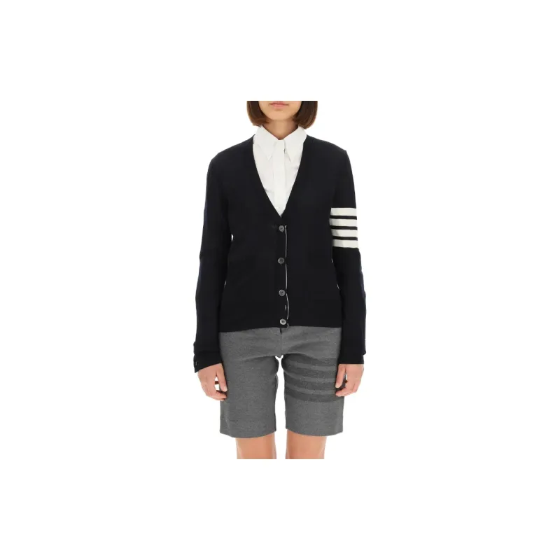 THOM BROWNE 4 Bar V Neck Cardigan-4