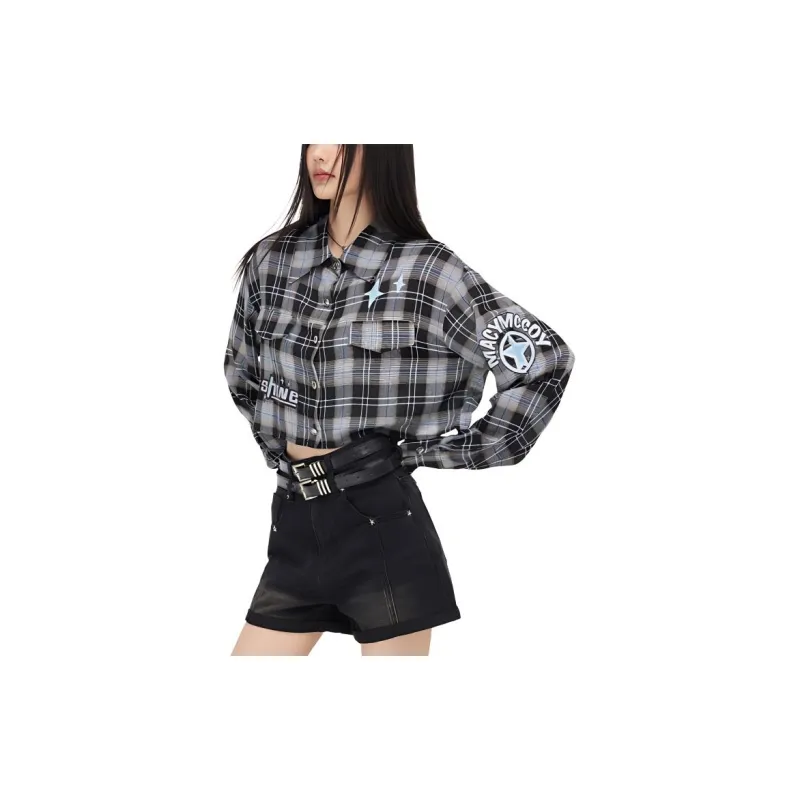 MacyMccoy Shirt Women's Blue Plaid-2