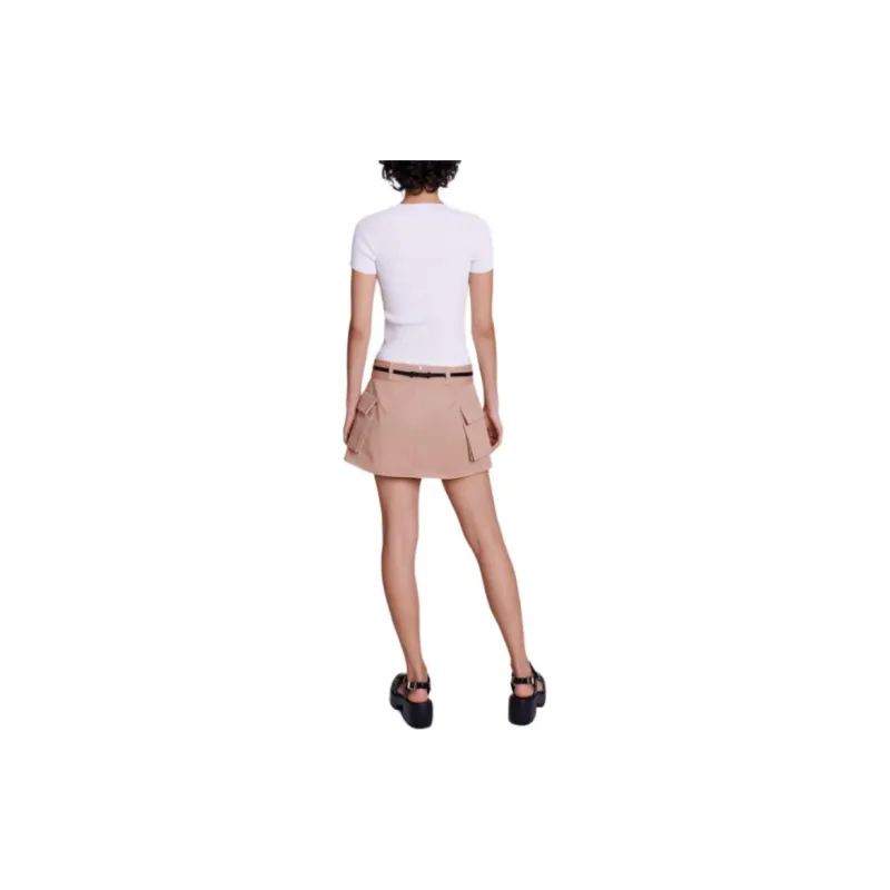 Maje Pleat-detail Belted Mini Skirt-1