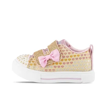 Skechers Twinkle Sparks Anti-Slip Wear-Resistant Low-Top Kids' Skateboarding Shoes Pink Gold Teenagers