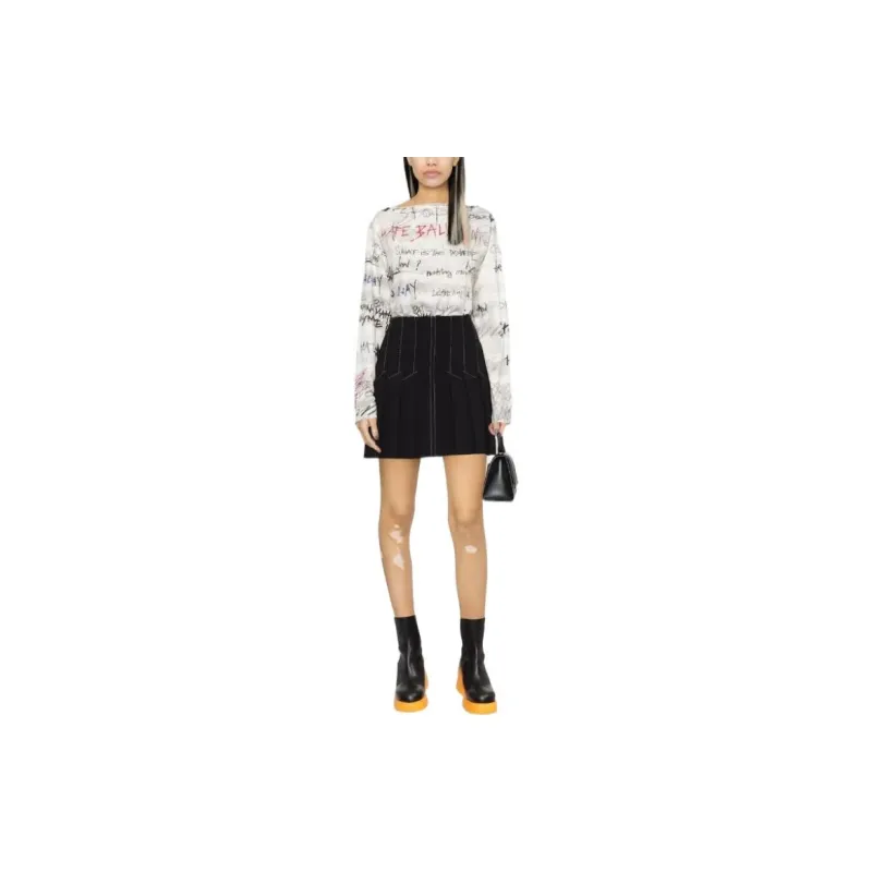 BALMAIN Brush Stroke Print Long Sleeved T Shirt Women's White-2