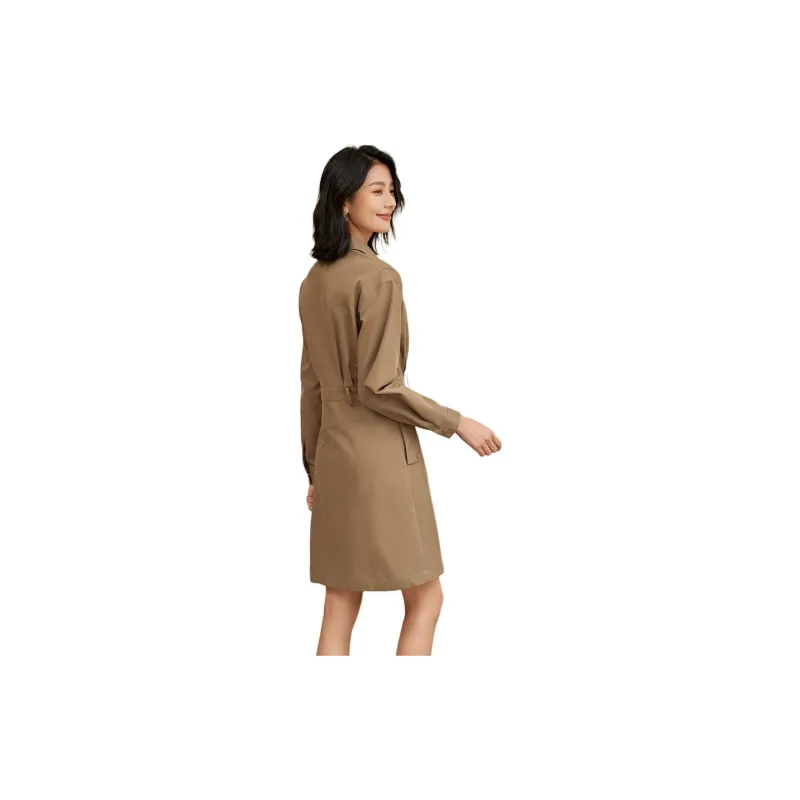 Mo Han Yi Mei Long Sleeved Dresses Women's Khaki-2