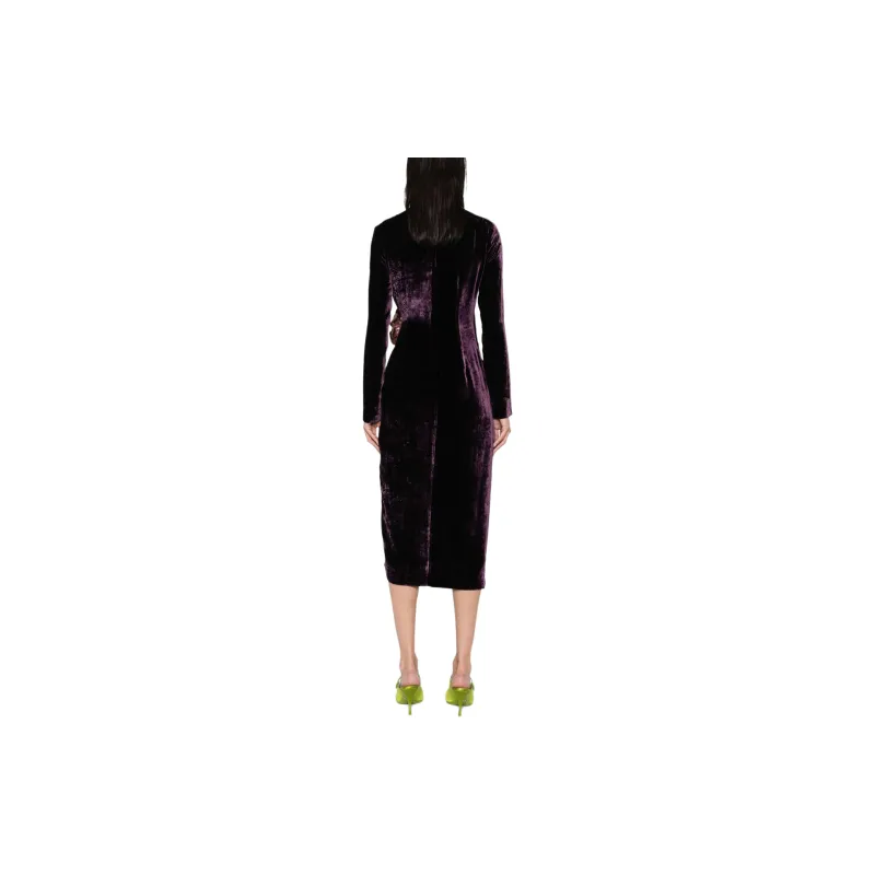 Blumarine Flower appliqué Velvet Midi Dress-2