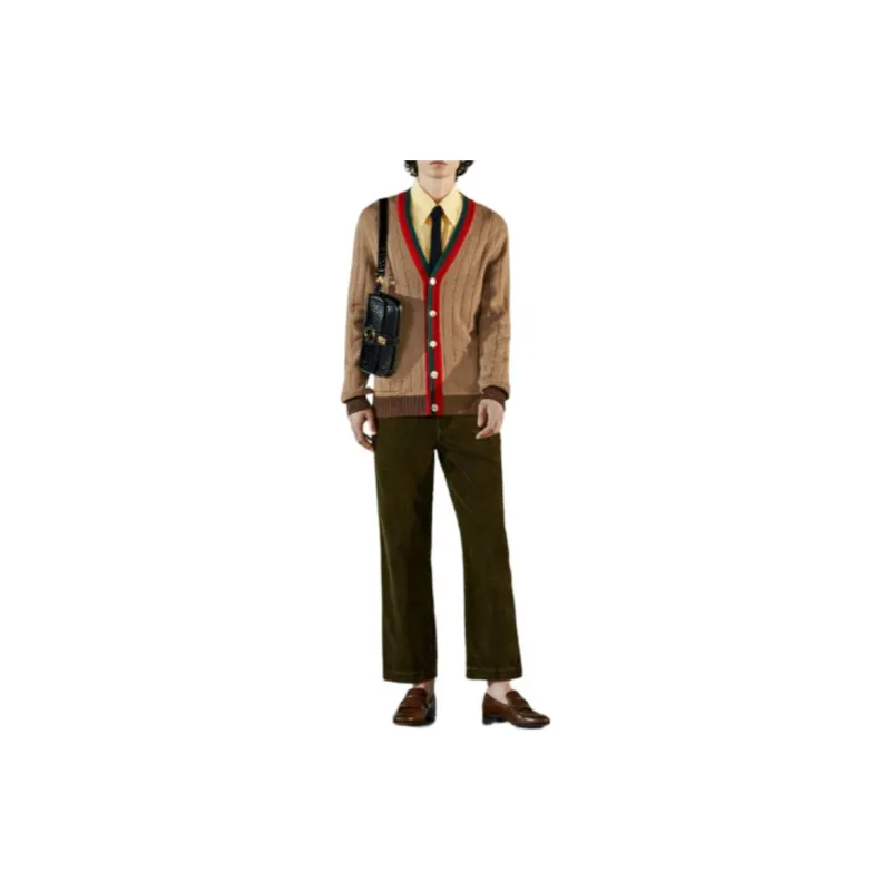 GUCCI Web Stripe Ribbed knit Cardigan-1