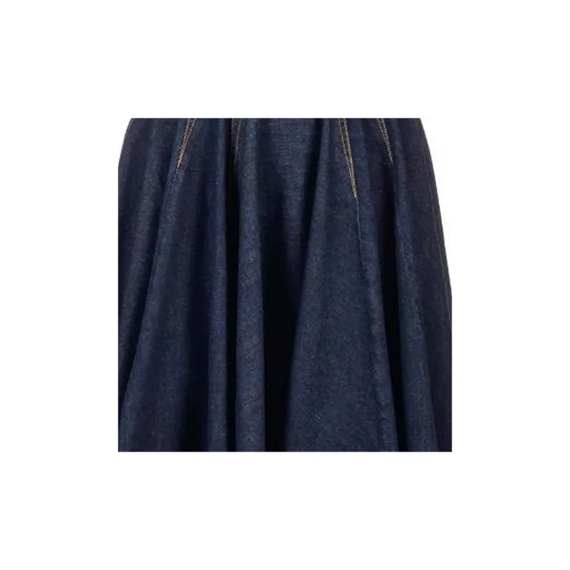 Alaia Pleat Detailed Denim Midi Skirt-4