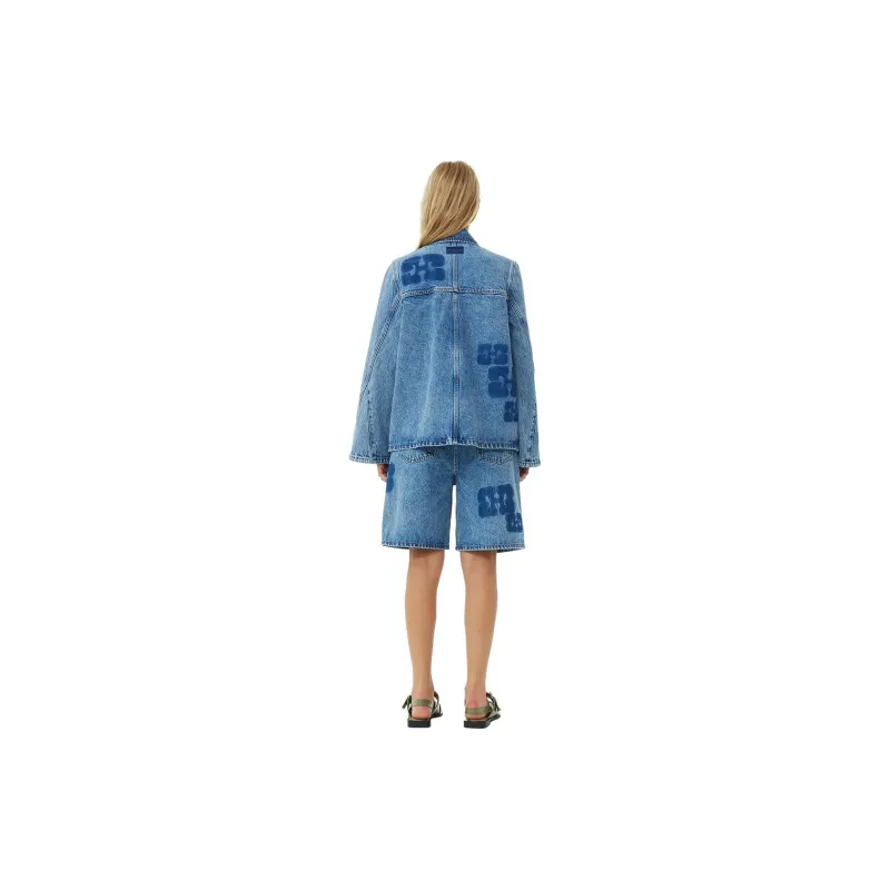 GANNI SS24 Denim Jacket Women's Medium Blue Gray-2