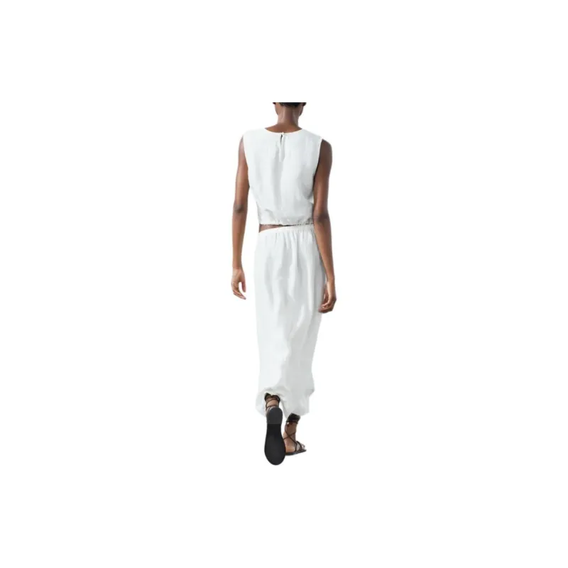 ZARA Casual Long Skirts Women's White-3