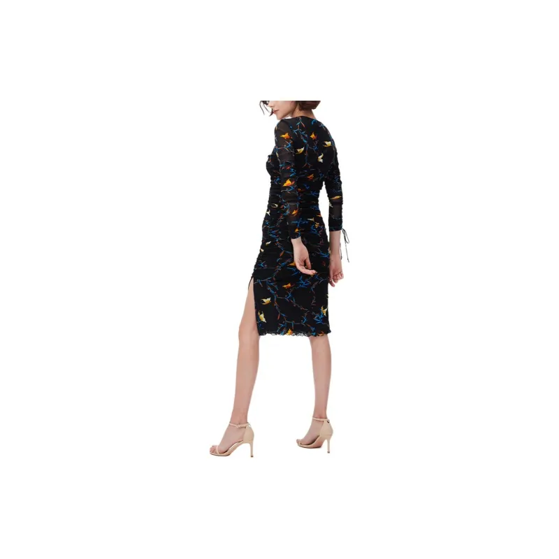 DVF Diane Von Furstenberg Long-Sleeved Dresses Women's Midnight Blue-3