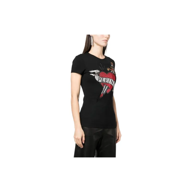 PHILIPP PLEIN Crystal embellished Logo T shirt-3