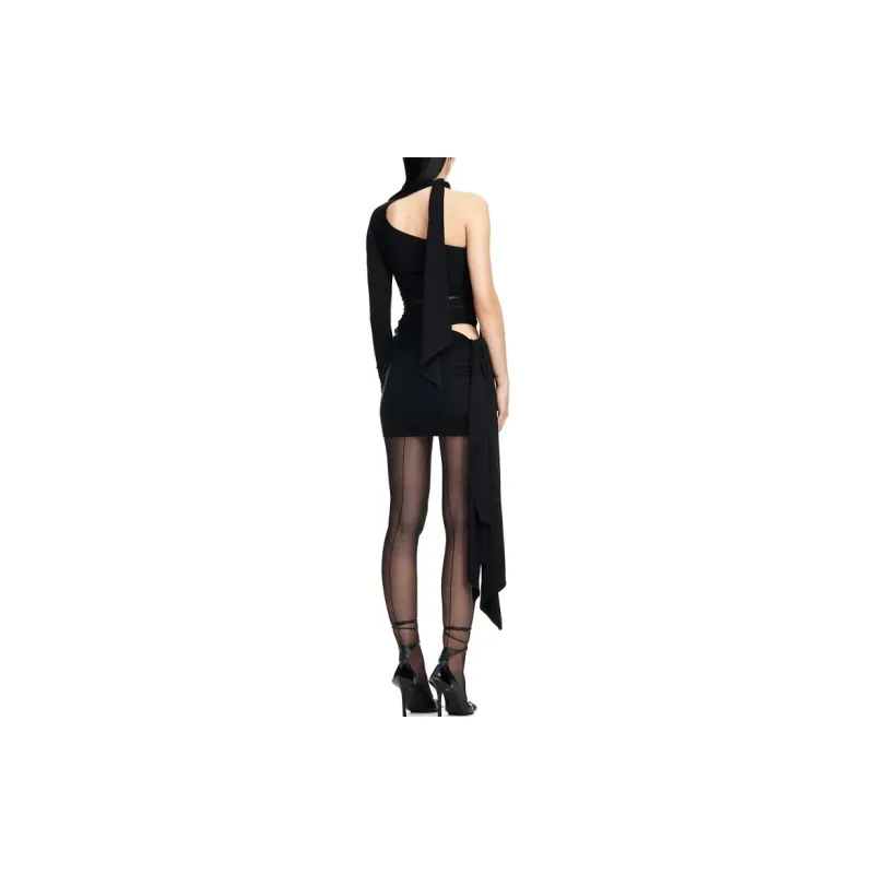 Mugler H&M Knot Detail One Shoulder Dress Black-1