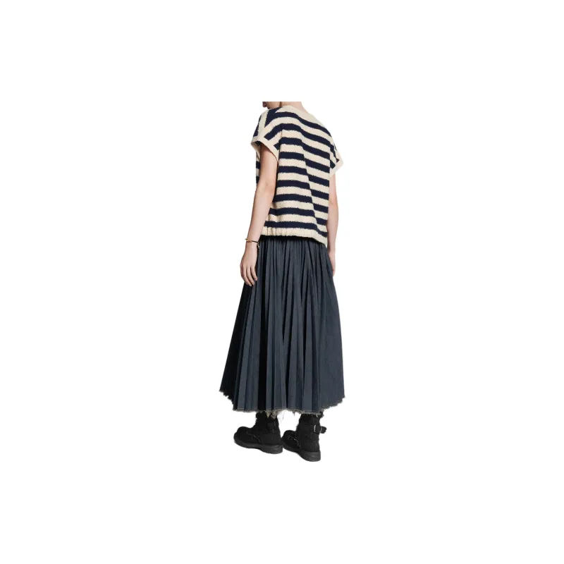 DIOR Mid-Length Pleated Skirt Casual Long Skirts Women's Blue-3