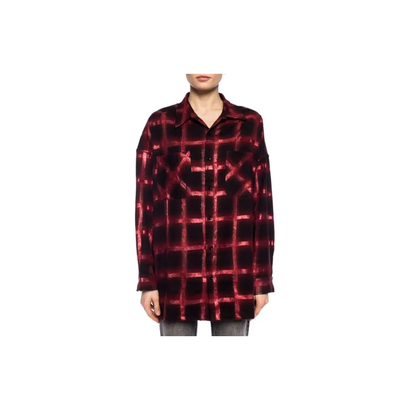 AMIRI Glitter Plaid Oversized Shirt 'Black'-2