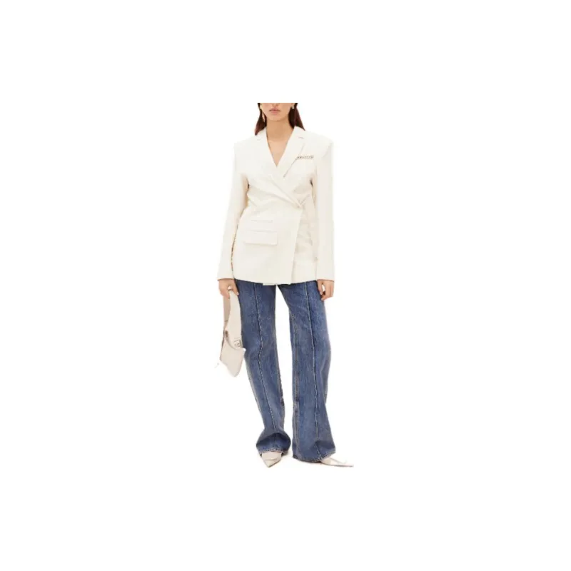 Jacquemus La Veste Tibau Brodee Embroidered Double Breasted Jacket Off White-1