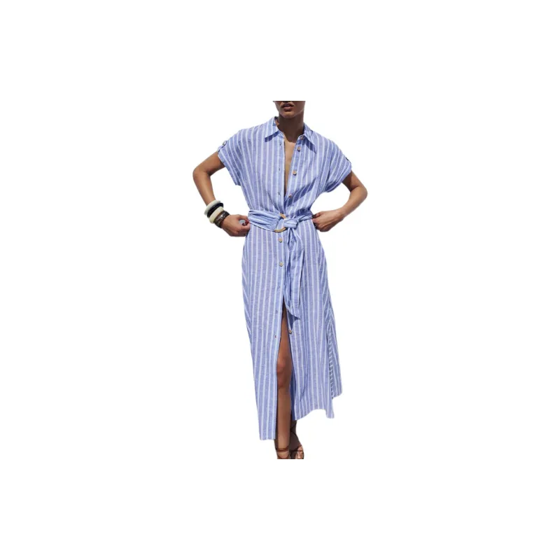 ZARA Short-Sleeved Dresses Women's Blue/White-2